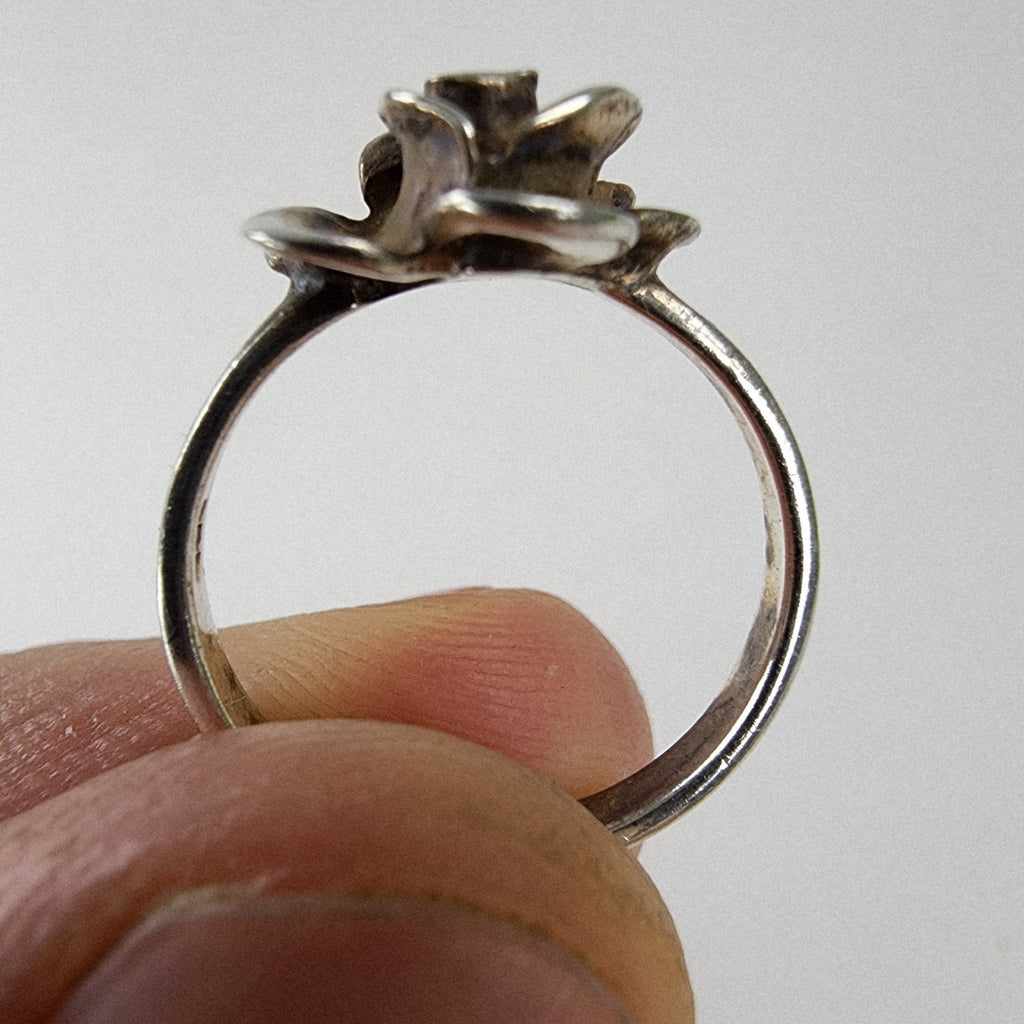 3D Rose Flower Ring Size 7 1/4 Sterling Silver 925 Vintage Band