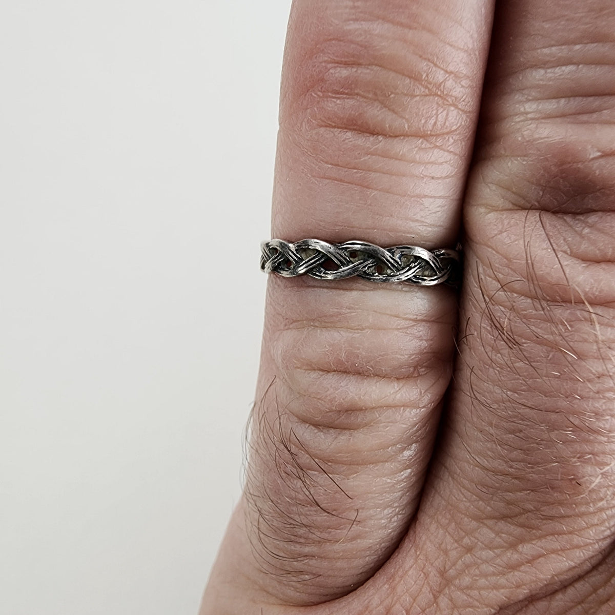 Vintage Braided Textured Band Ring Size 6 1/2 in Sterling Silver 925