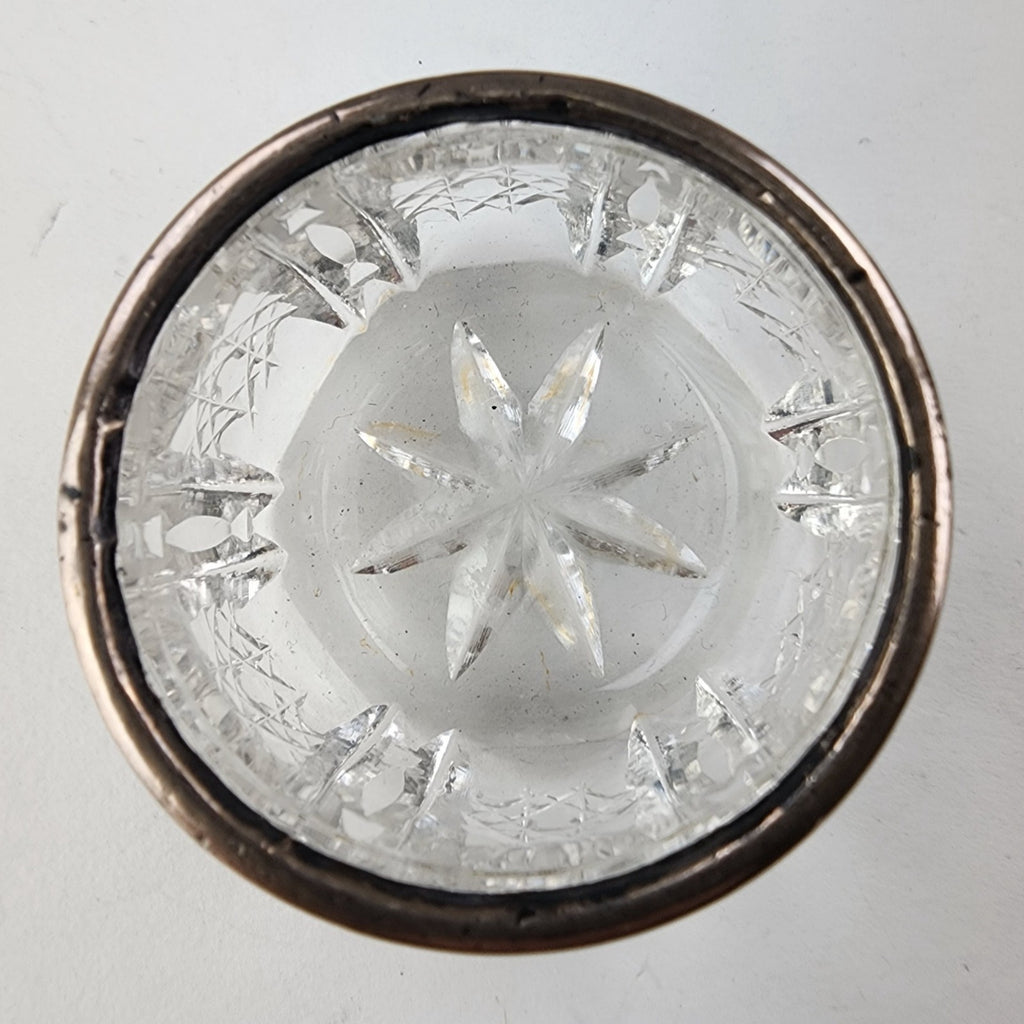 Cut Glass Salt Cellar Sterling Silver 925 Rim Marked 1914 London Antique