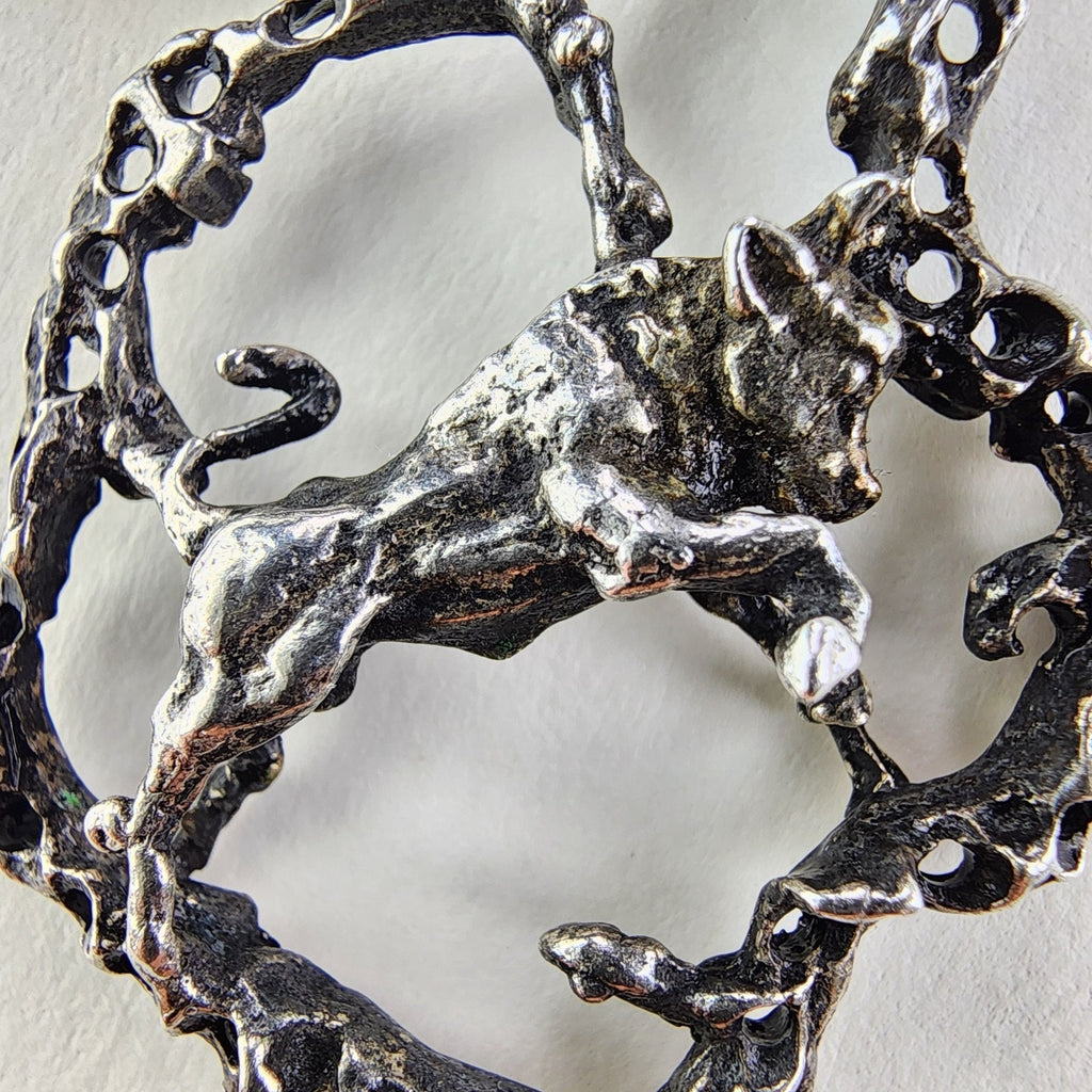 Brutalist Taurus the Bull Zodiac Sign Sterling Silver 925 Pendant