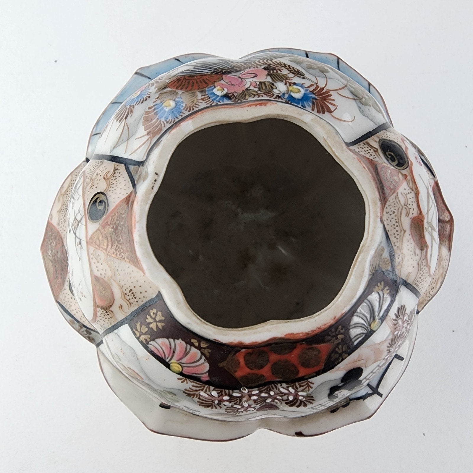 Meiji Period Japanese Imari Porcelain Hair Jar Receptacle Vintage