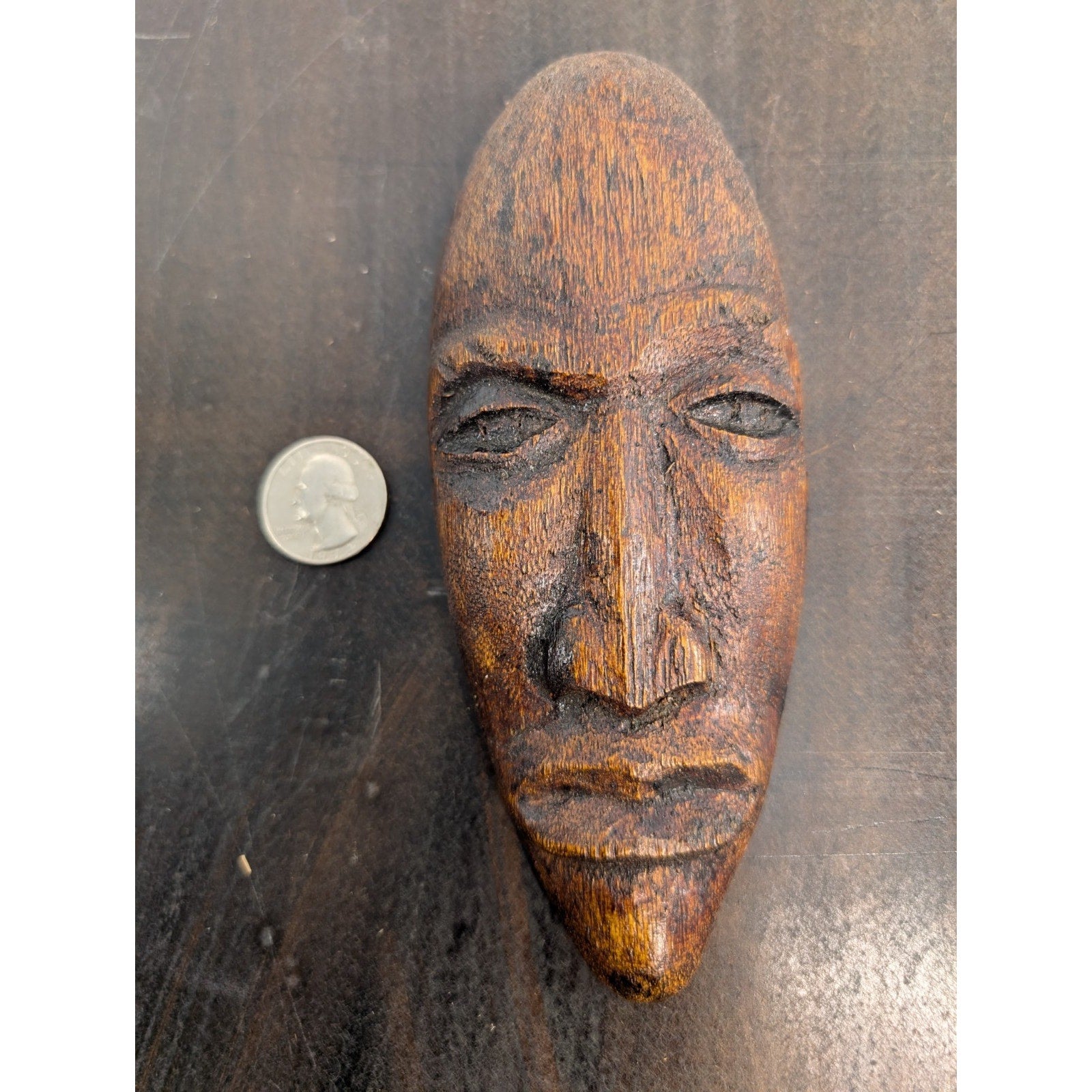 Midcentury Jamaican Carved Wall Hanging Face MCM