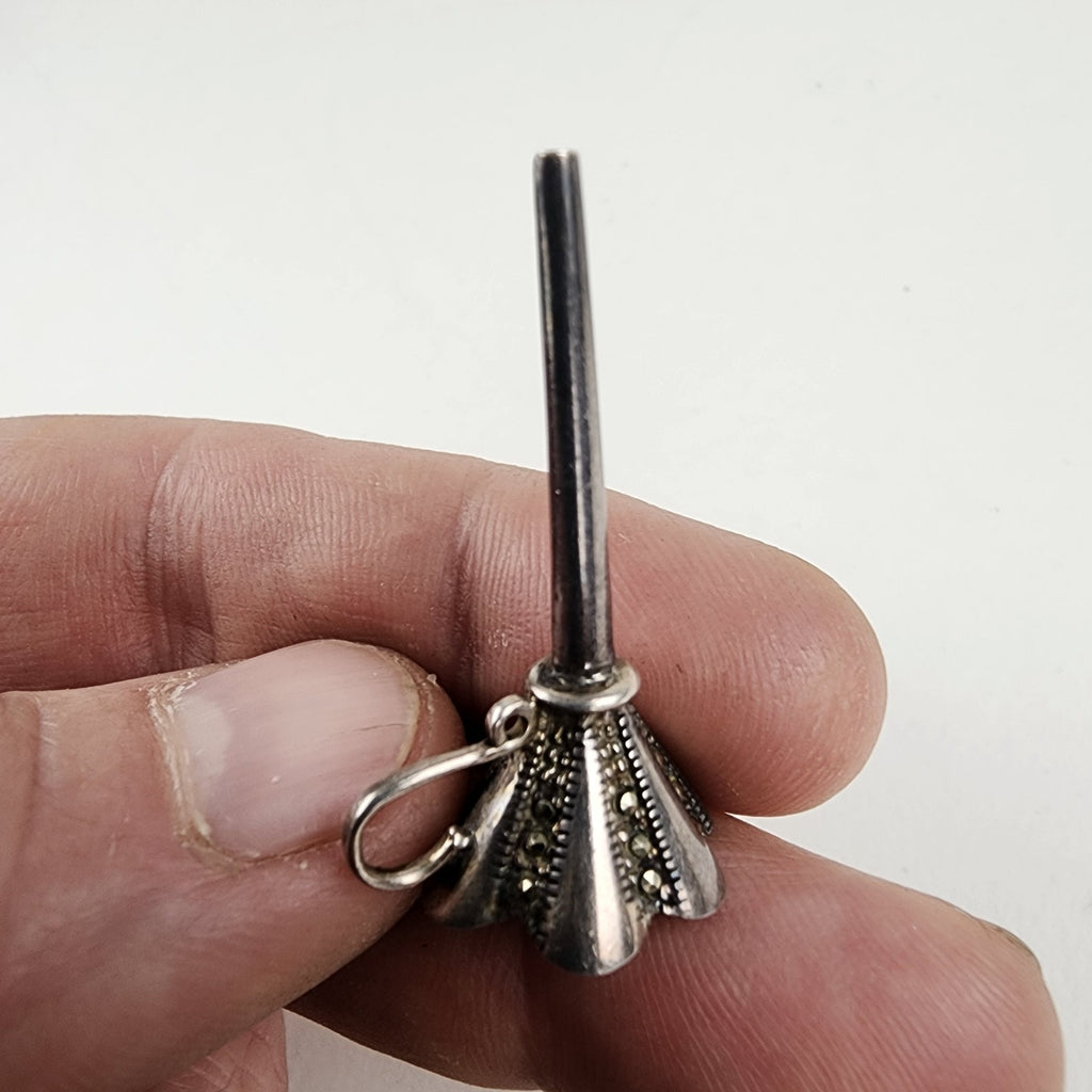 Perfume Bottle Funnel Sterling Silver 925 Marcasite Antique