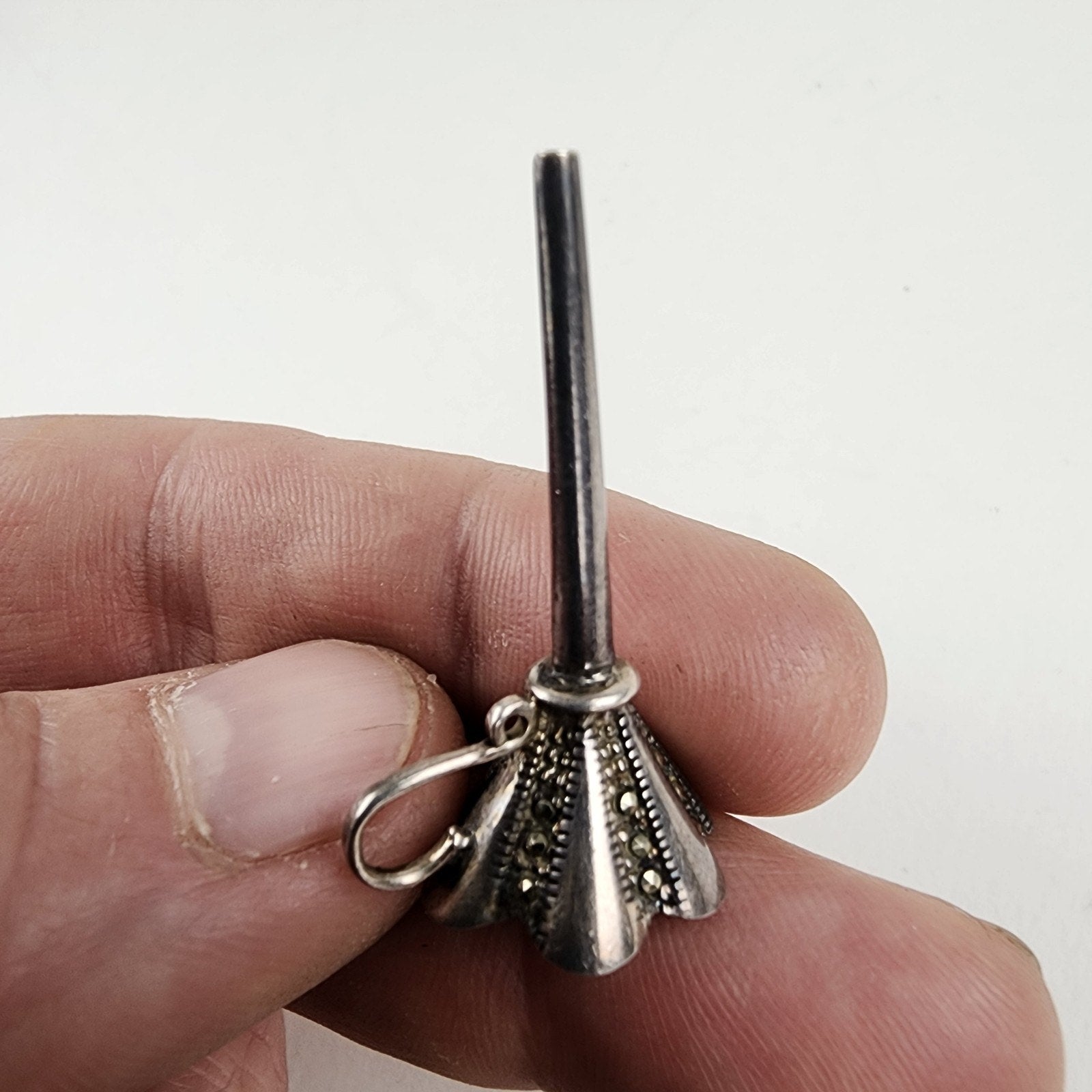 Perfume Bottle Funnel Sterling Silver 925 Marcasite Antique