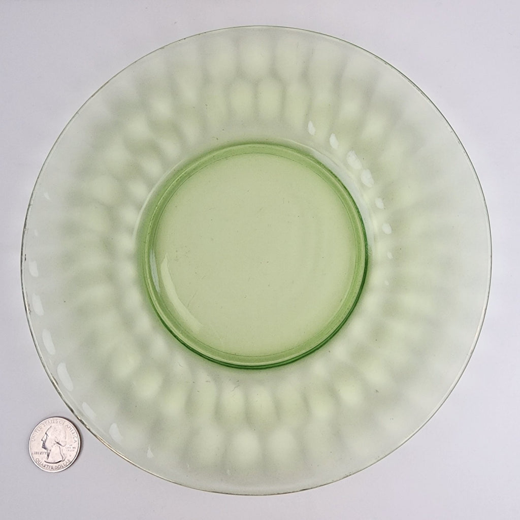 8" UV Glow Uranium Glass Plate with Gold Lip Vintage