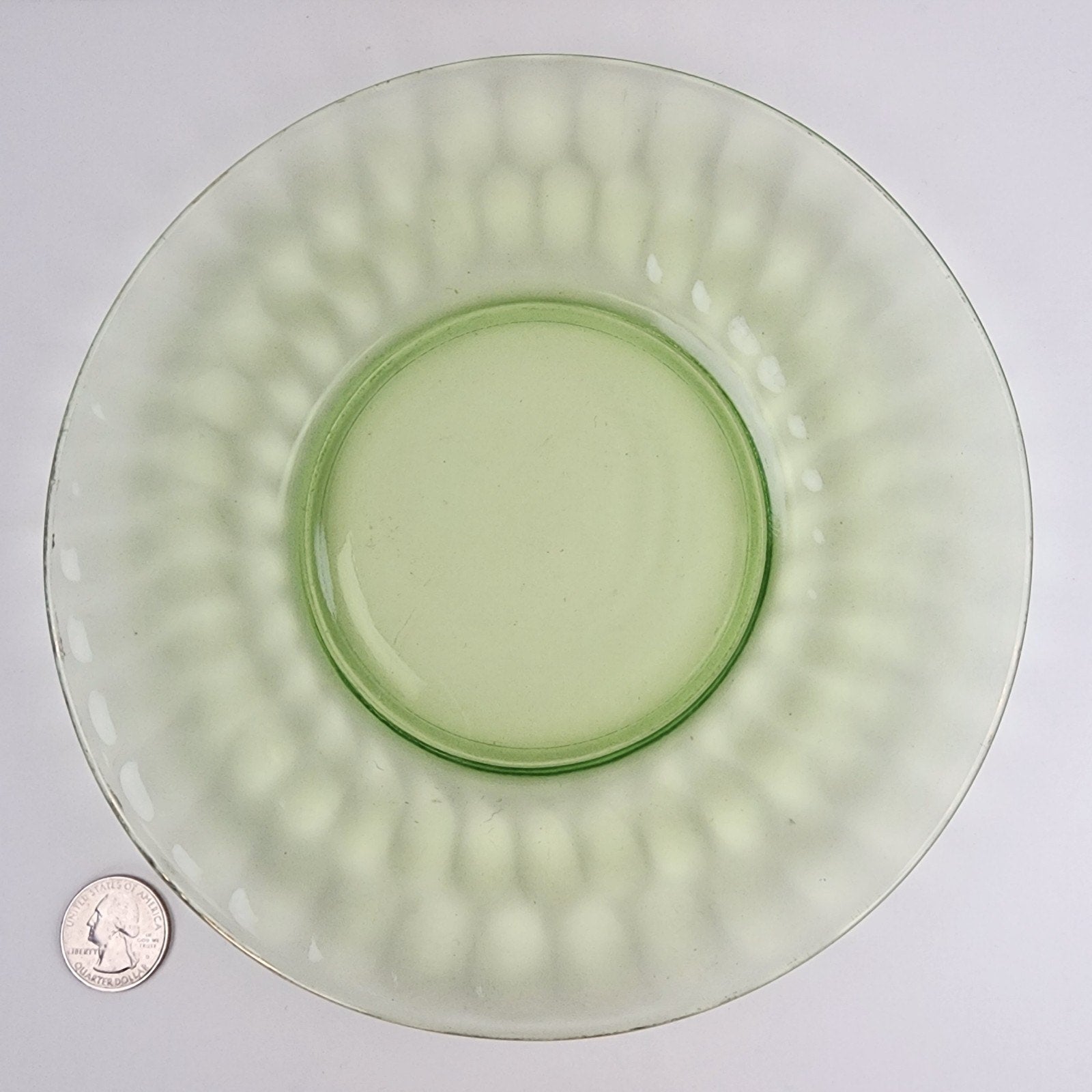 8" UV Glow Uranium Glass Plate with Gold Lip Vintage