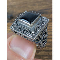 Vintage Bali Black Onyx Sterling Silver 925 Ring Size 7