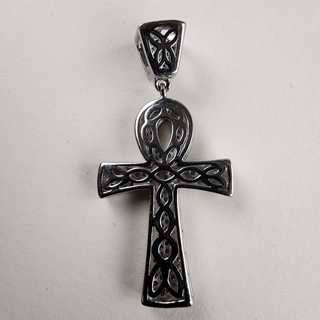 Iced Out Moissanite Ankh Pendant Sterling Silver 925 New