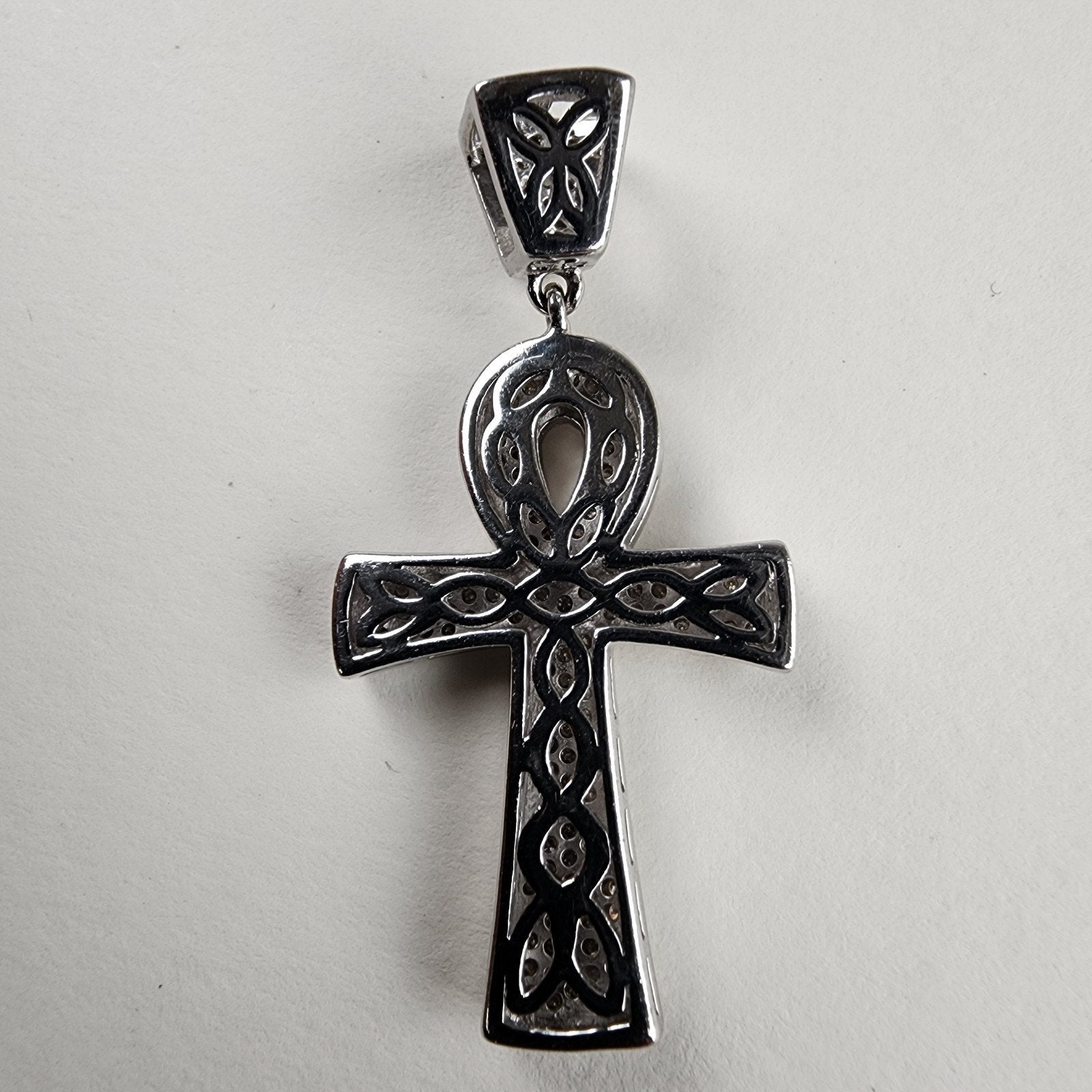 Iced Out Moissanite Ankh Pendant Sterling Silver 925 New