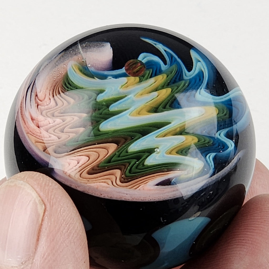 38mm Opal WigWag Dotstack Boro Glass Marble Unsigned Handmade Heady