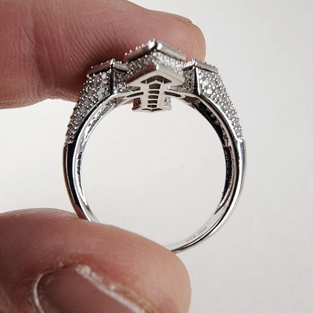Moissanite Cross Ring Size 12 Sterling Silver 925 New Iced Out