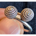 Vintage Taxco Mexico Textured Ball Sterling Silver 925 Earrings & Ring Set