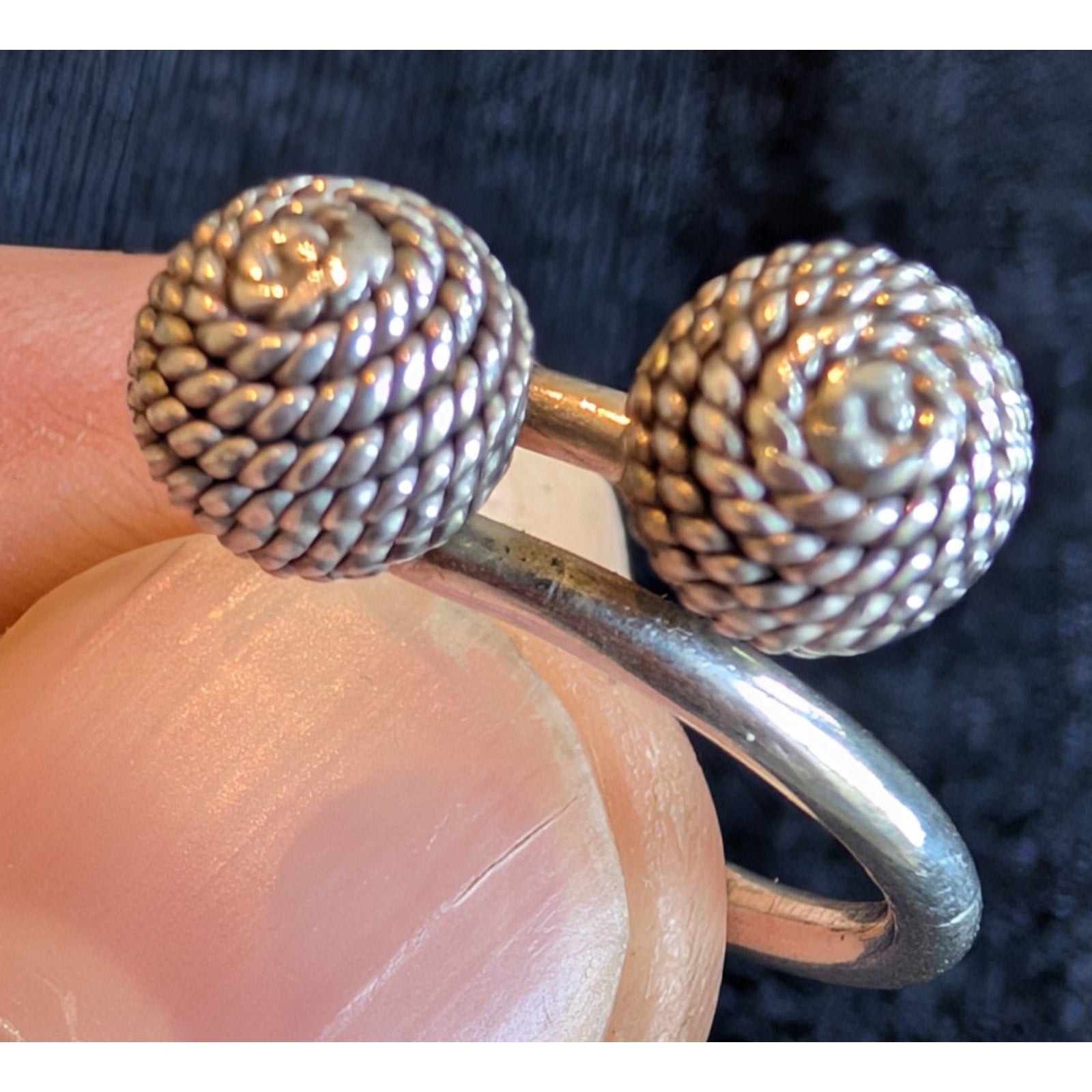 Vintage Taxco Mexico Textured Ball Sterling Silver 925 Earrings & Ring Set