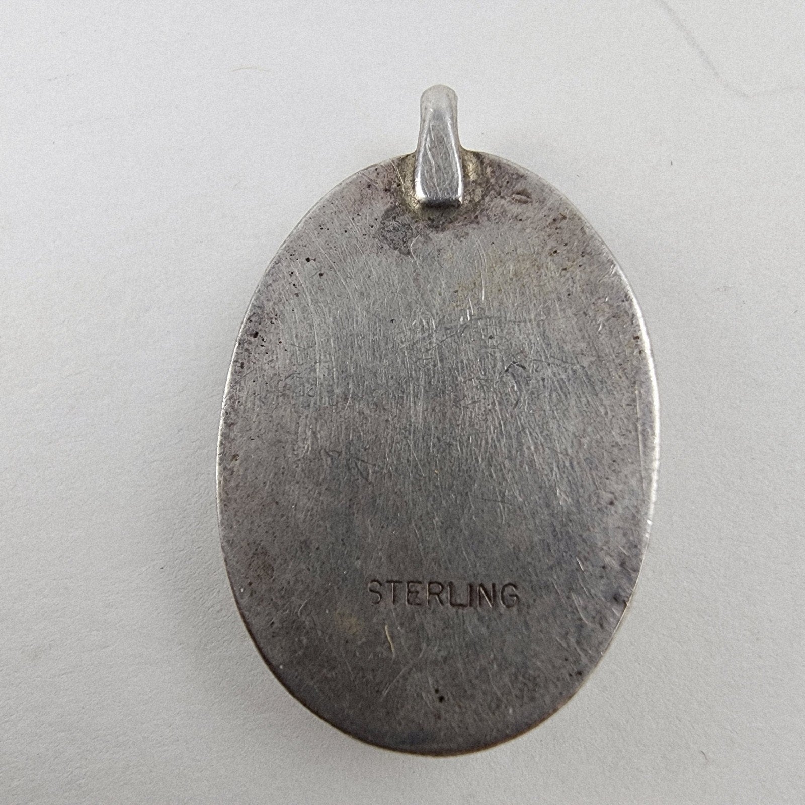Native Turquoise Stamped Pendant Sterling Silver 925 Vintage