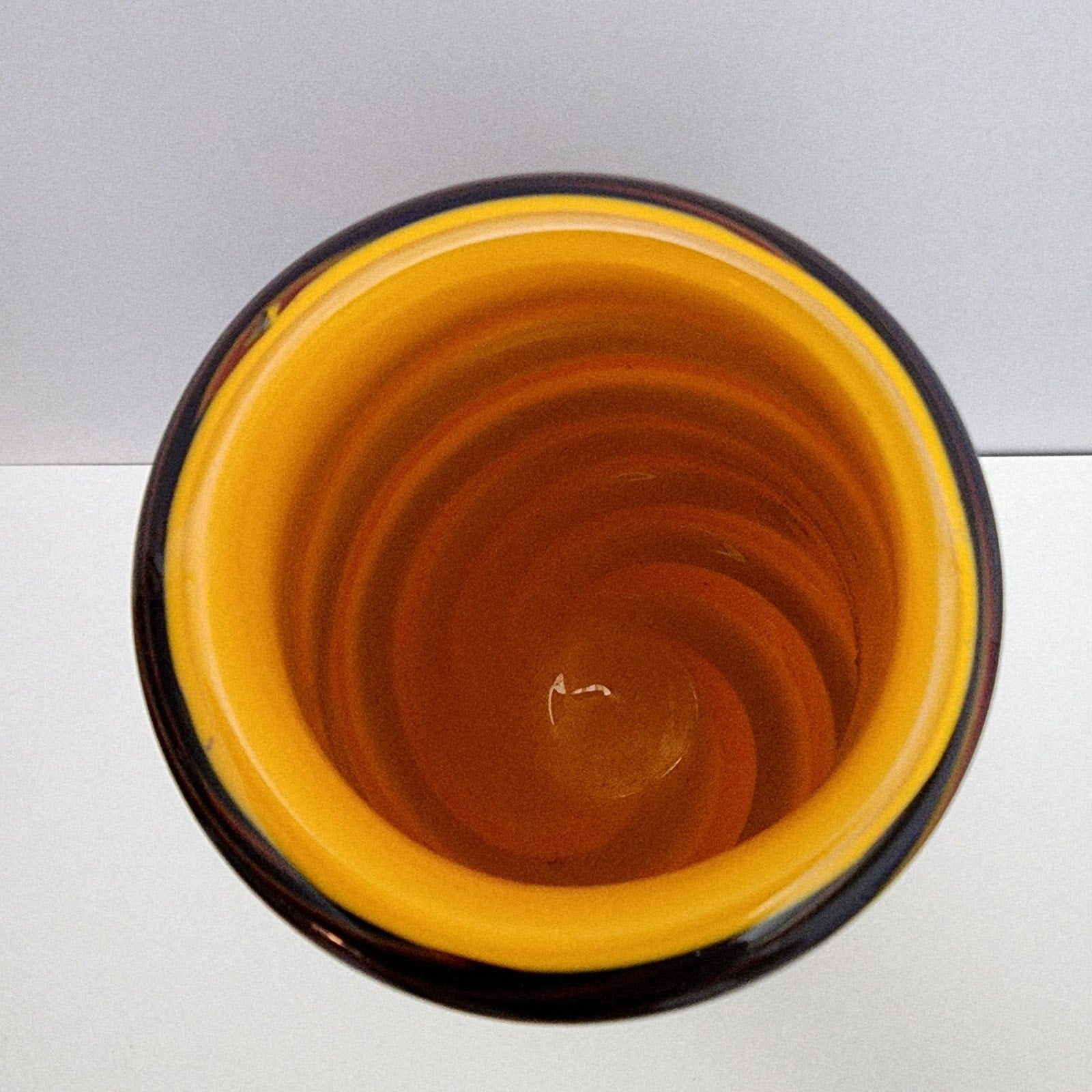 15" Orange and Blue Swirl Spiral Glass Flower Vase Hand Blown Vintage