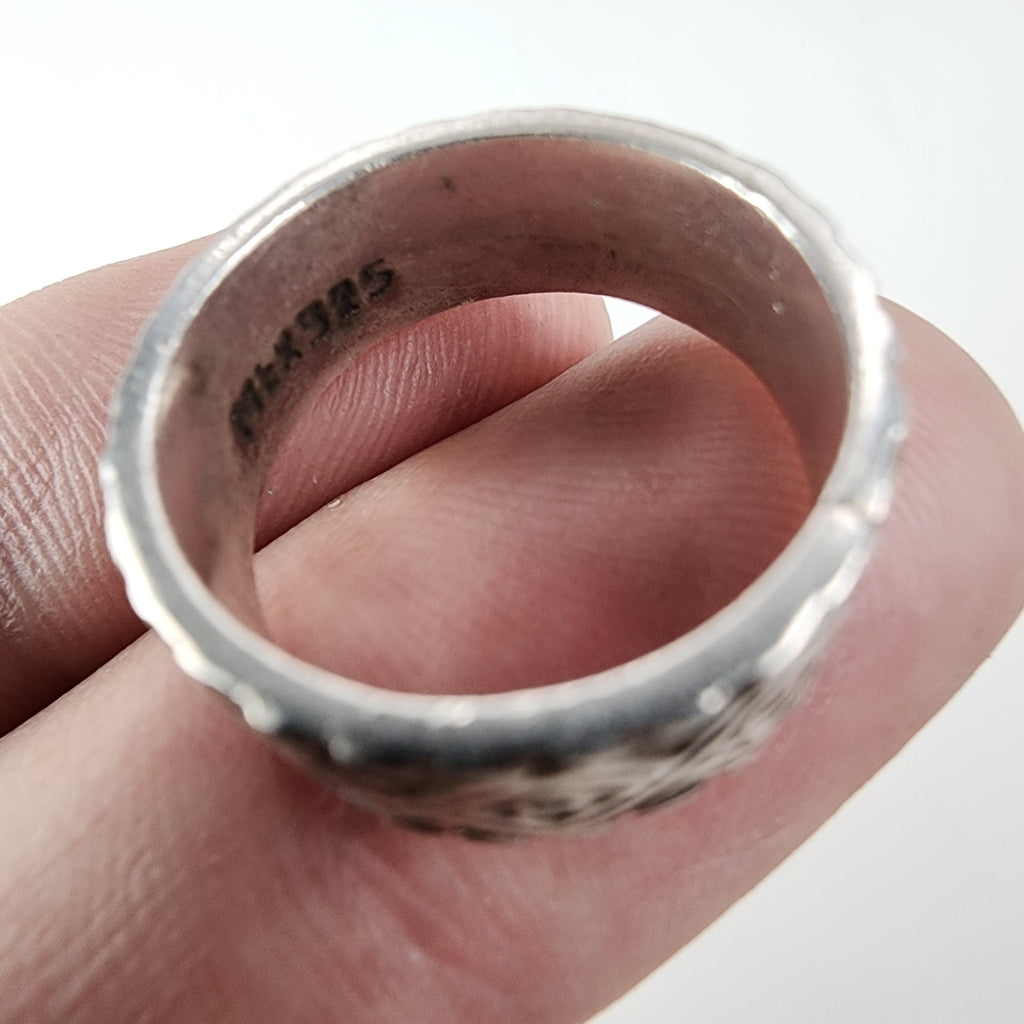 Vintage Patterned Band Ring Size 6 1/2 in Sterling Silver 925 Mexico