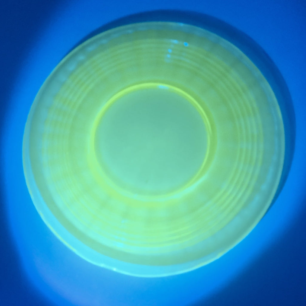 8" Anchor Hocking Block Optic Pattern UV Glow Glass Plate Set of 2 Vintage
