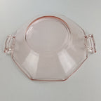 7" Pink Octagon Depression Glass Double Handled Scalloped Bowl