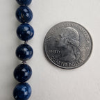 Vintage 27" Lapis Lazuli 8mm Beaded Ball Necklace with 10K White Gold Clasp