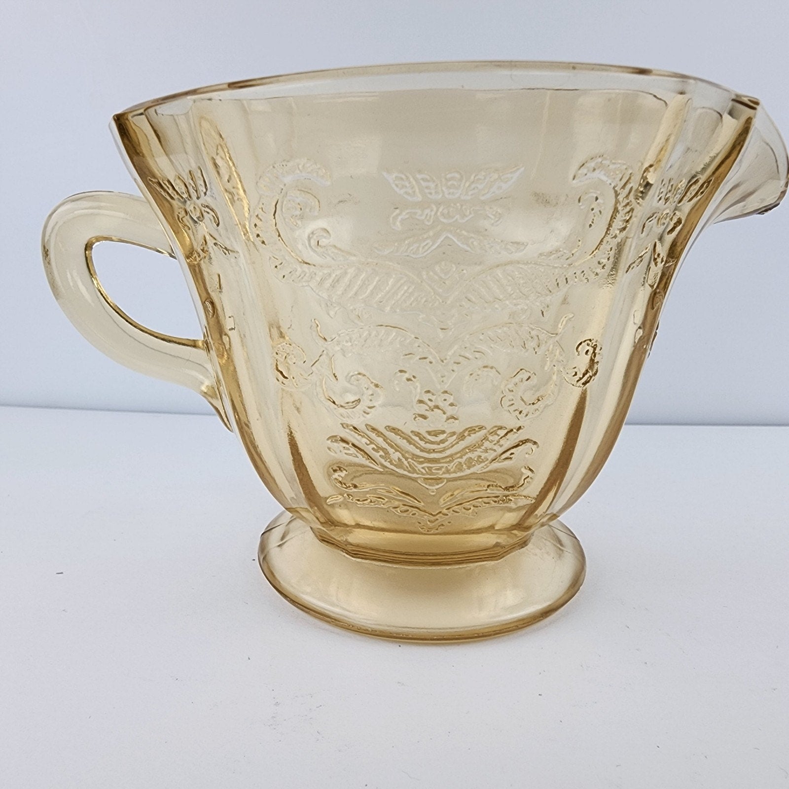 Federal Glass Amber Depression Glass Madrid Creamer Vintage