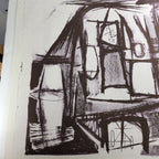 c. 1950 Jerry Opper Abstract Hourglass Stone Lithograph Black & White Unframed