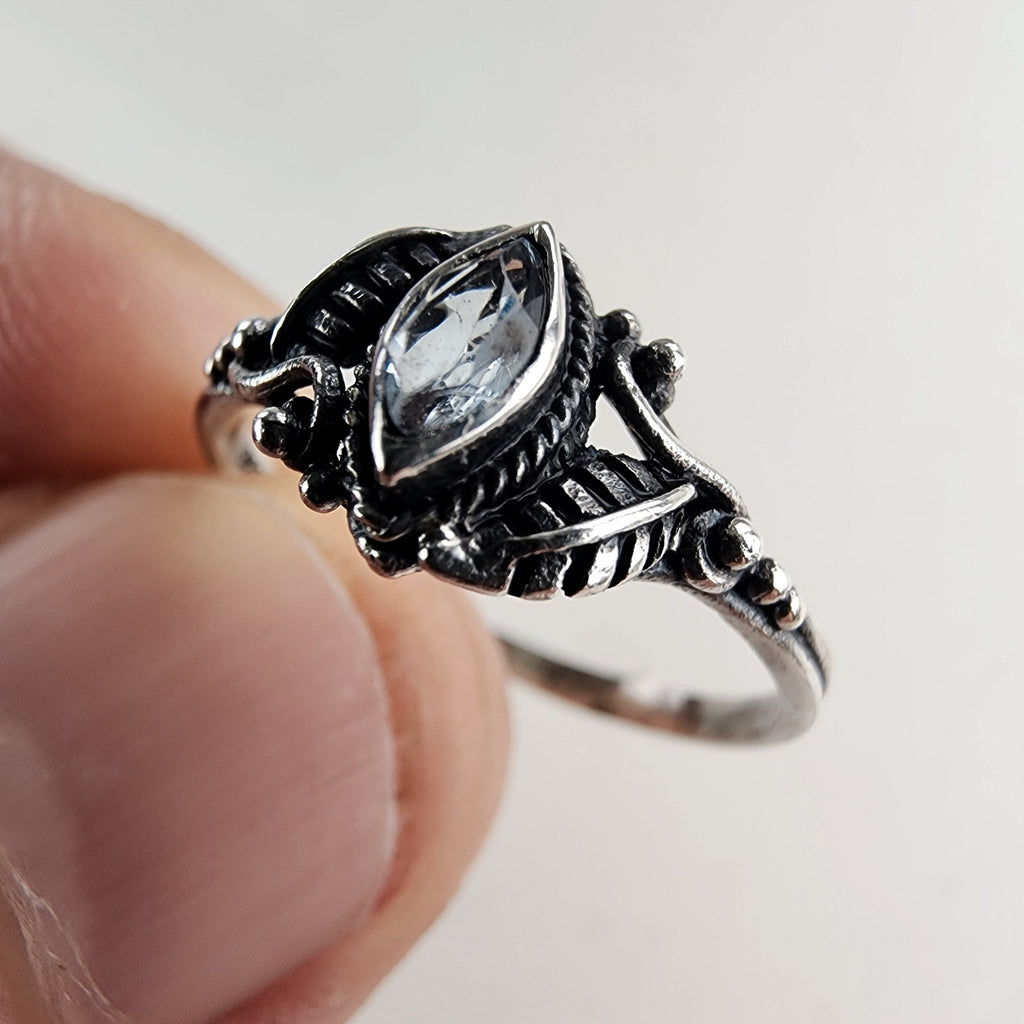 Marquise Cut Amethyst Vintage Ring Size 7 1/2 in Sterling Silver 925