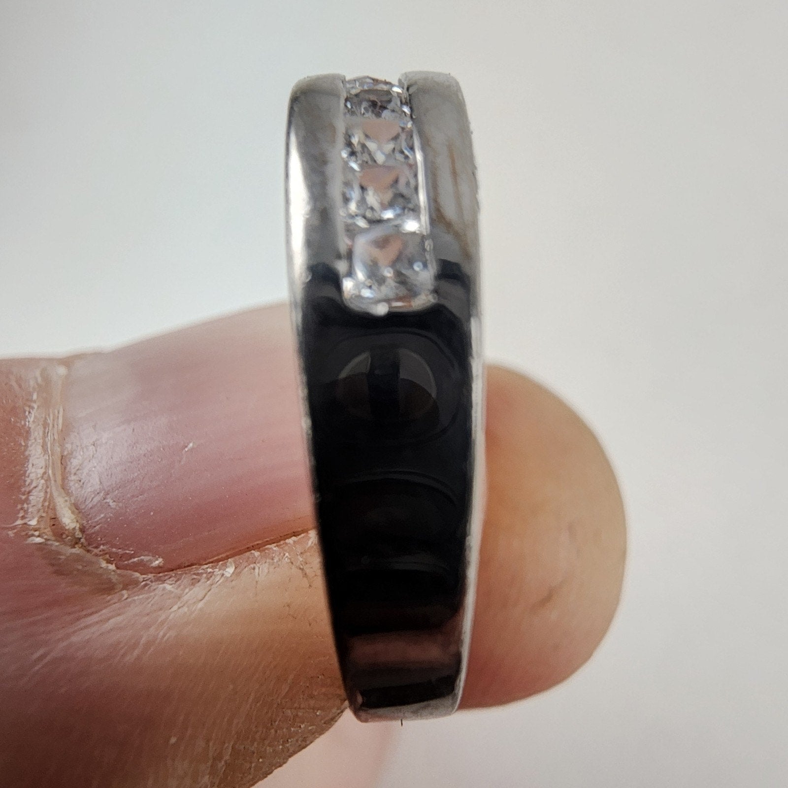 Channel Set CZ Ring Size 7 1/2 Sterling Silver 925 Vintage