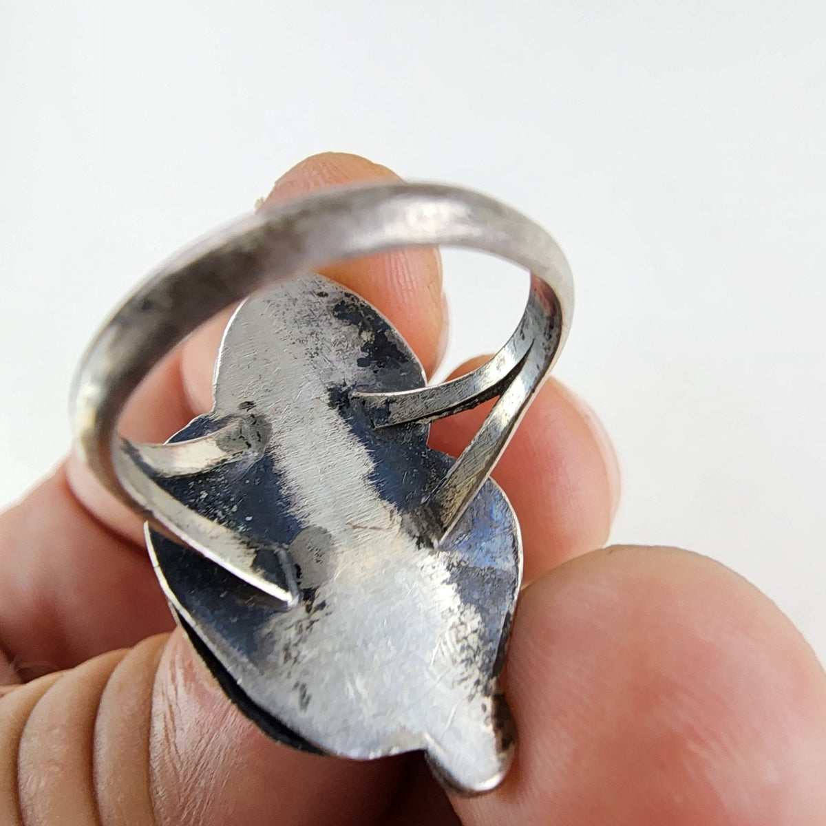 ME Chavez Turquoise Sterling Silver Ring Size 8 Navajo Native Old Pawn