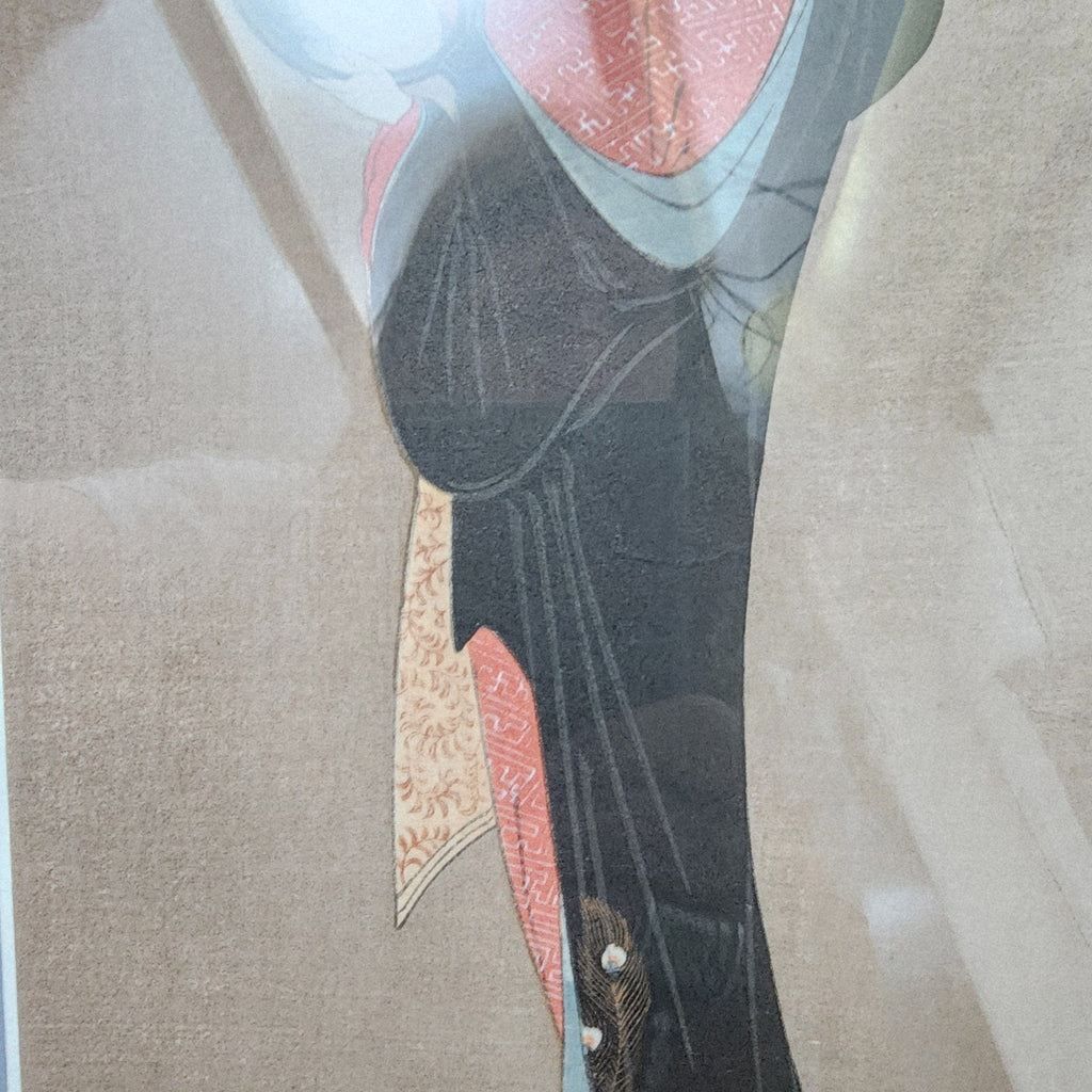Kitagawa Utamaro Japanese Woodblick Print Girl Admiring Reflection 19c Recut