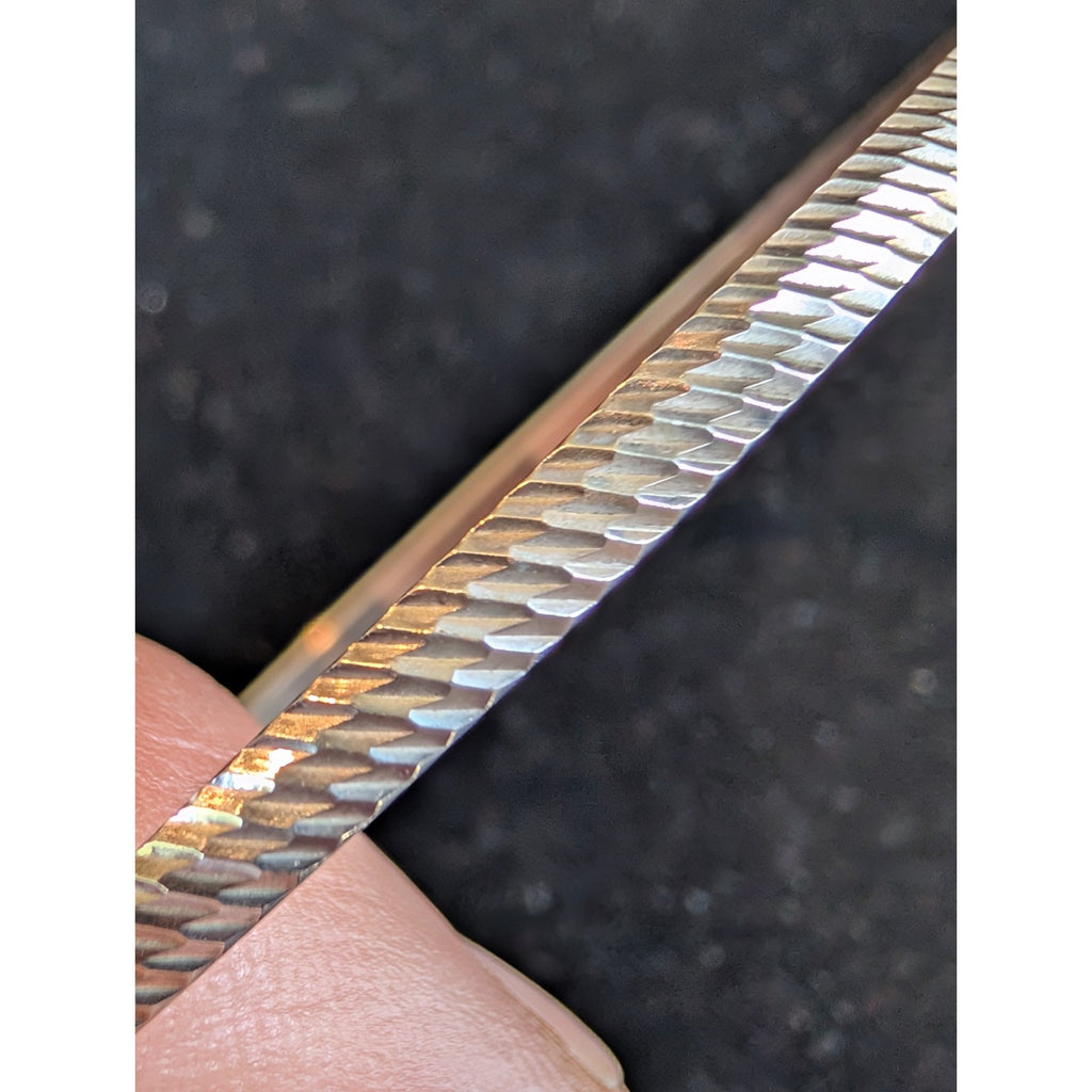 Vintage Diamond Cut Patterned Sterling Silver 925 Textured Bangle 2 1/2"
