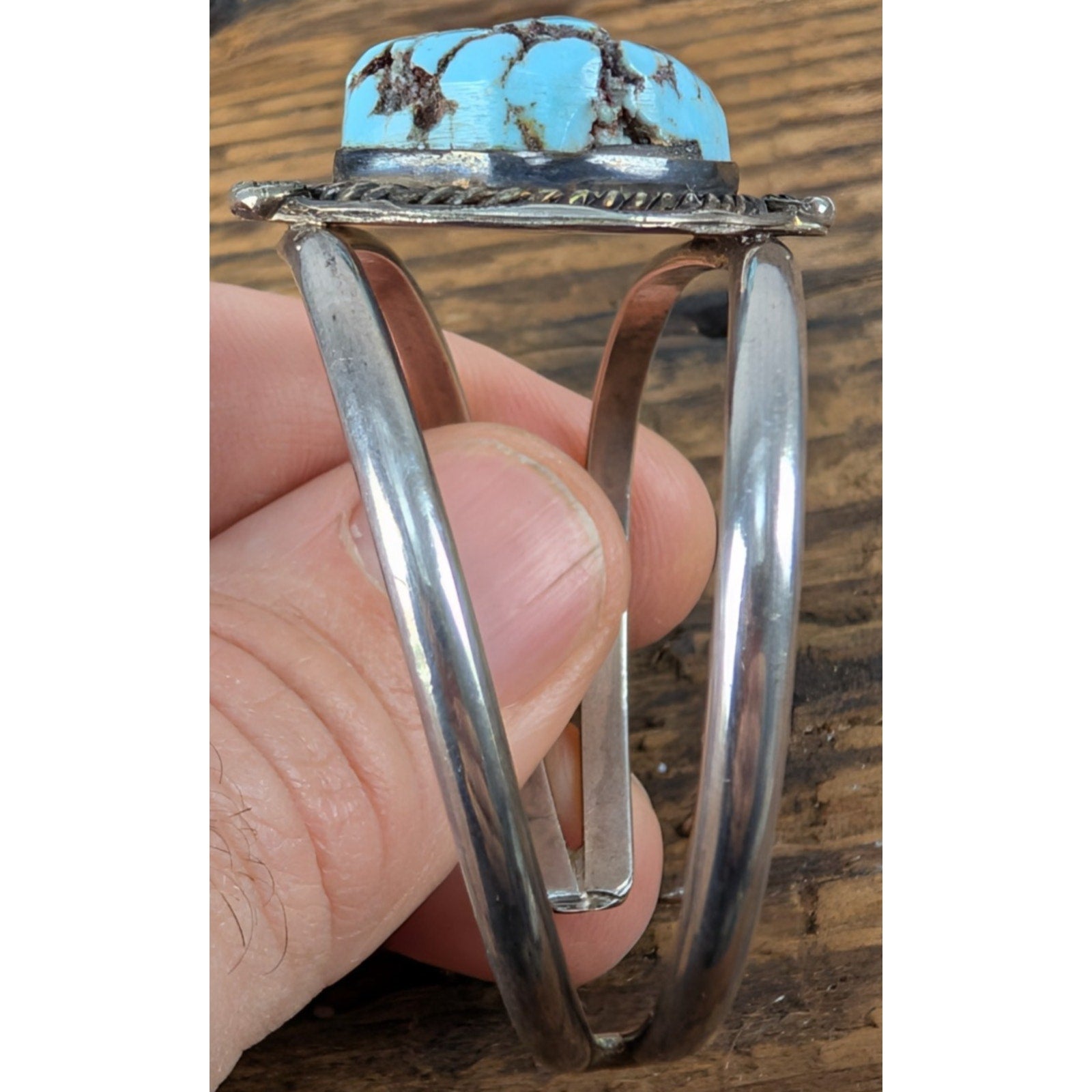 Old Pawn Native TURQUOISE Stamped Sterling Silver 925 Cuff