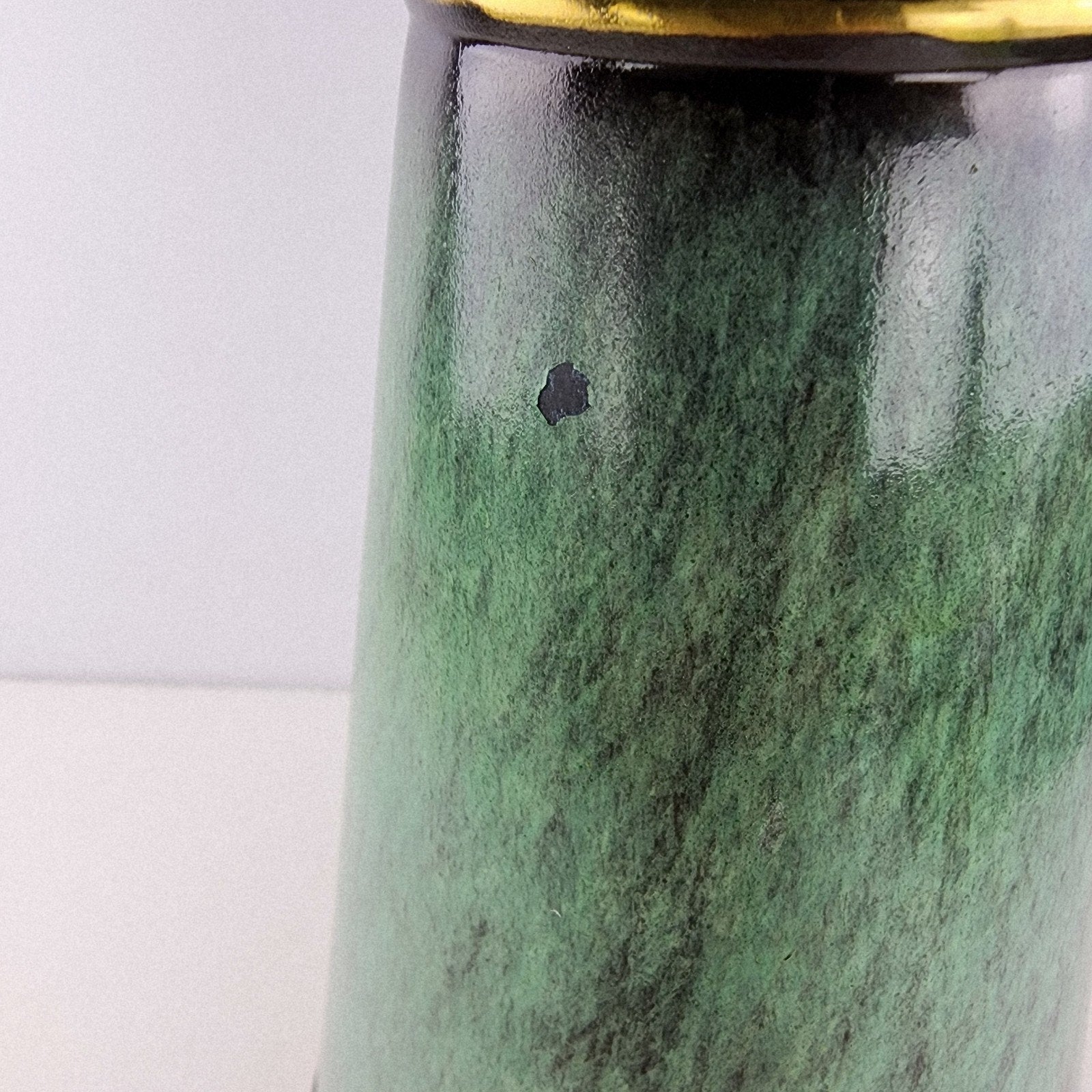 Dayagi Israel 12" Brass and Textured Green Enamel Pitcher Vintage