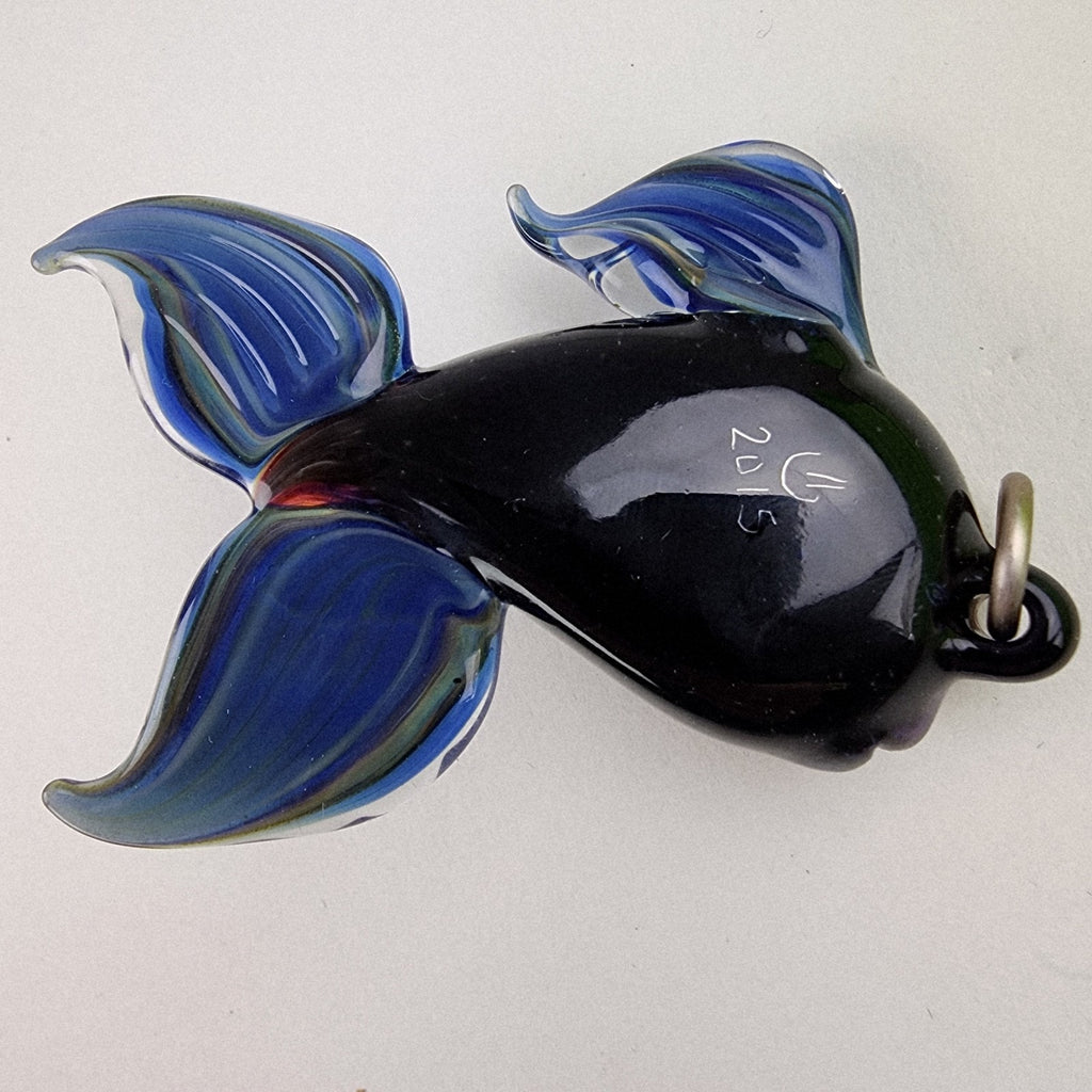 Brent Graber Dichroic Glass Goldfish Koi Fish Pendant 2015 Mr Smiley Boro