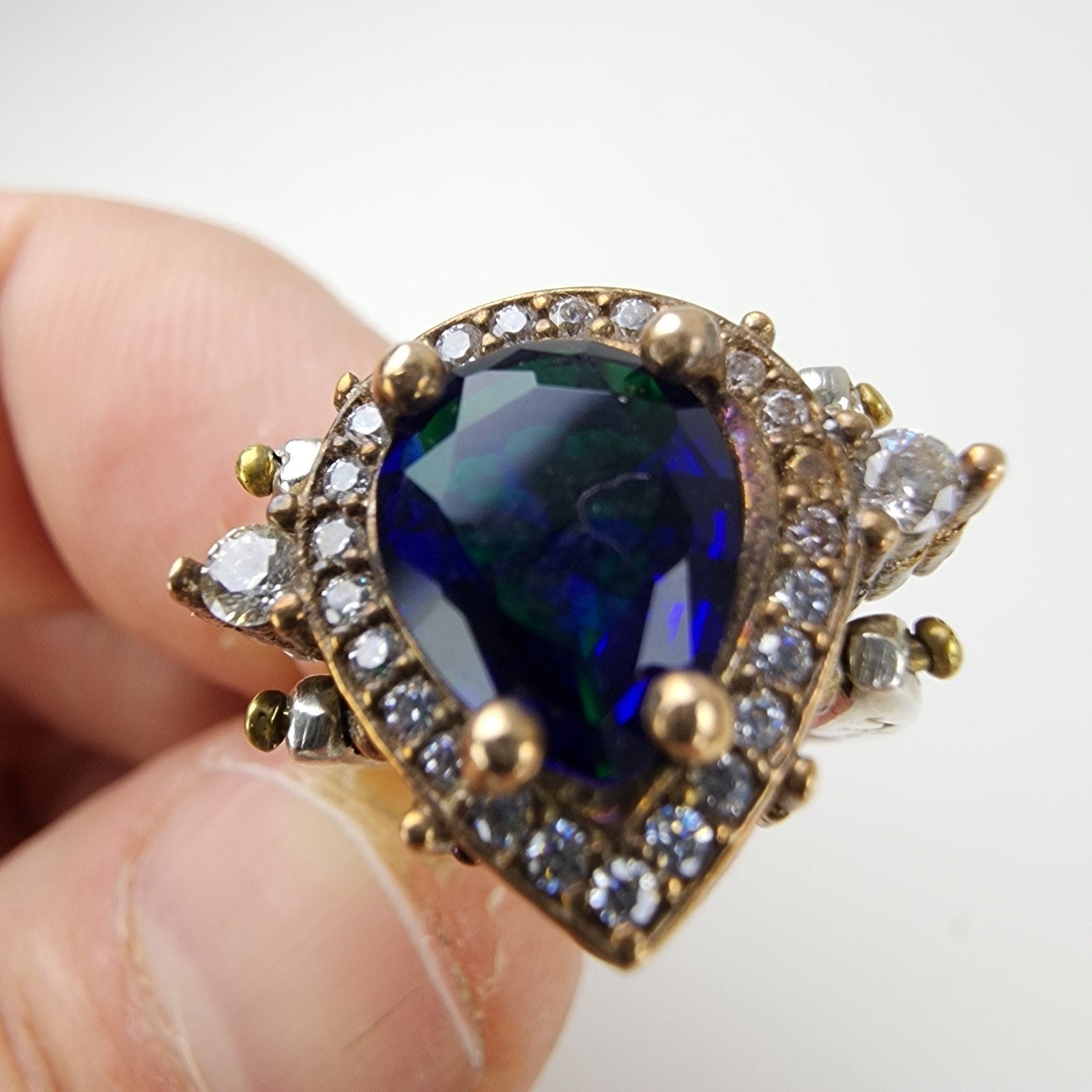 Sapphire Turkish Reversible Ring Size 6 Sterling Silver 925 Vintage