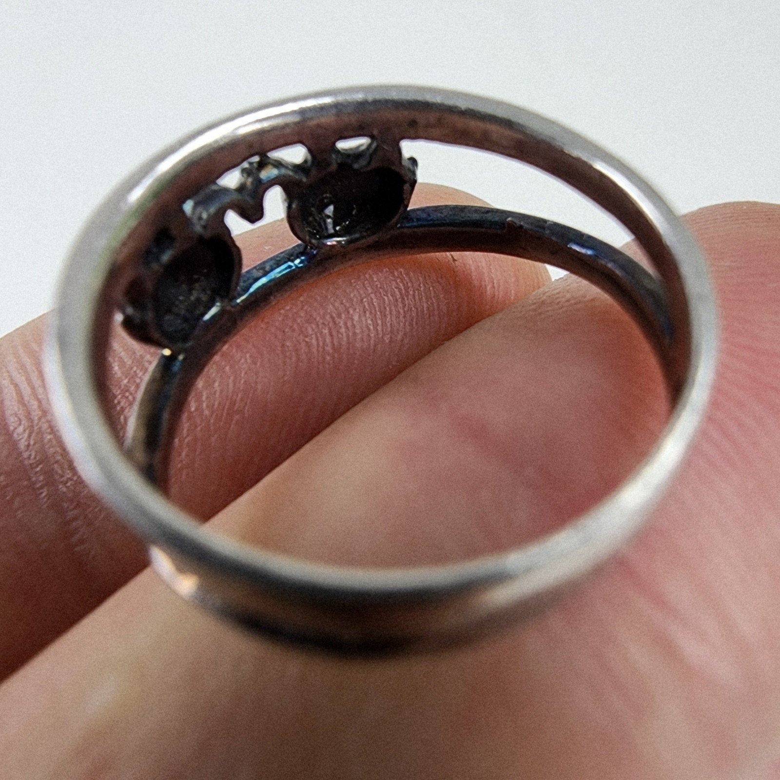 Elephant Pair Ring Size 7 Sterling Silver 925 Merging Band Vintage