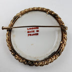 Limoges France Hand Painted Porcelain Miniature Brooch Antique