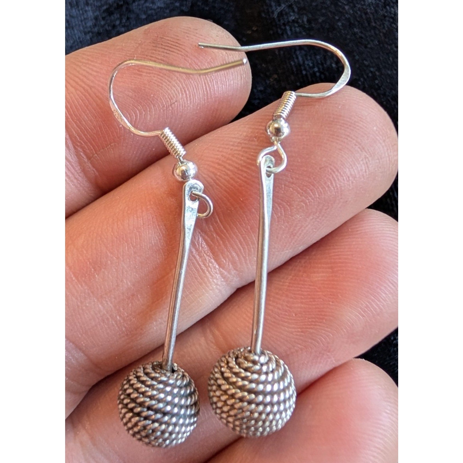 Vintage Taxco Mexico Textured Ball Sterling Silver 925 Earrings & Ring Set