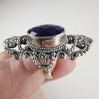 Designer Sarda Caribbean Quartz Ring Size 6 in Sterling Silver 925 Bali