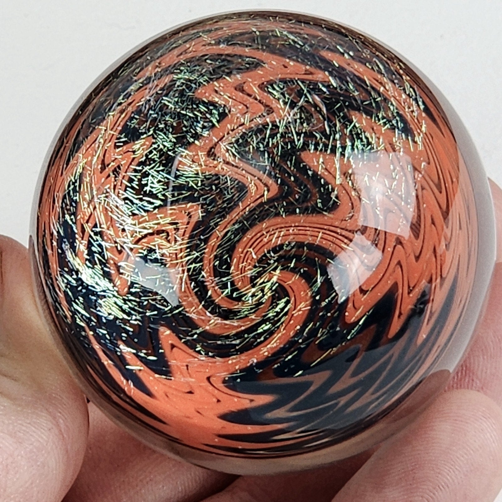 50mm Dichroic Wigwag Marble Borosilicate Glass Handblown Large 2" Size