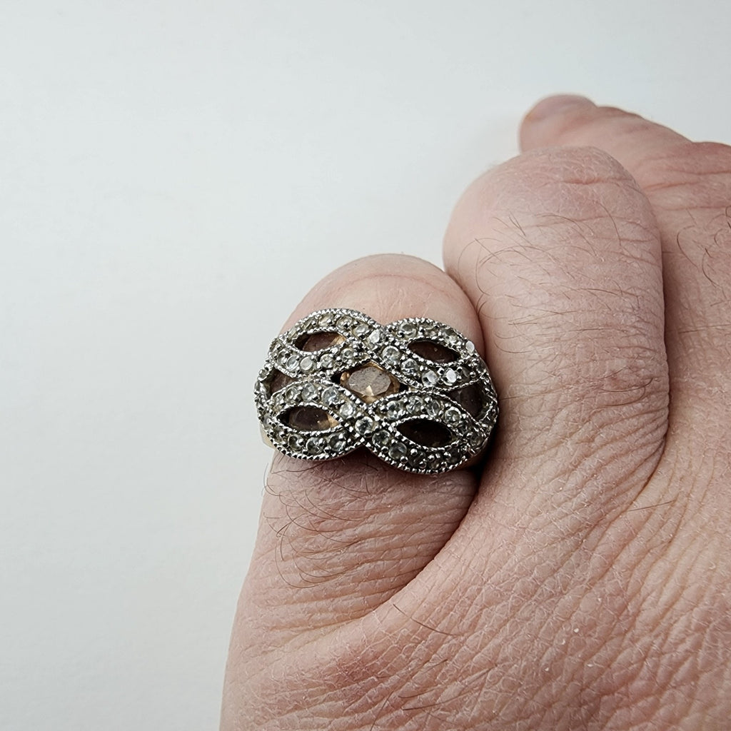 Crossover Band Statement Ring Size 8 1/4 Sterling Silver 925 Vintage