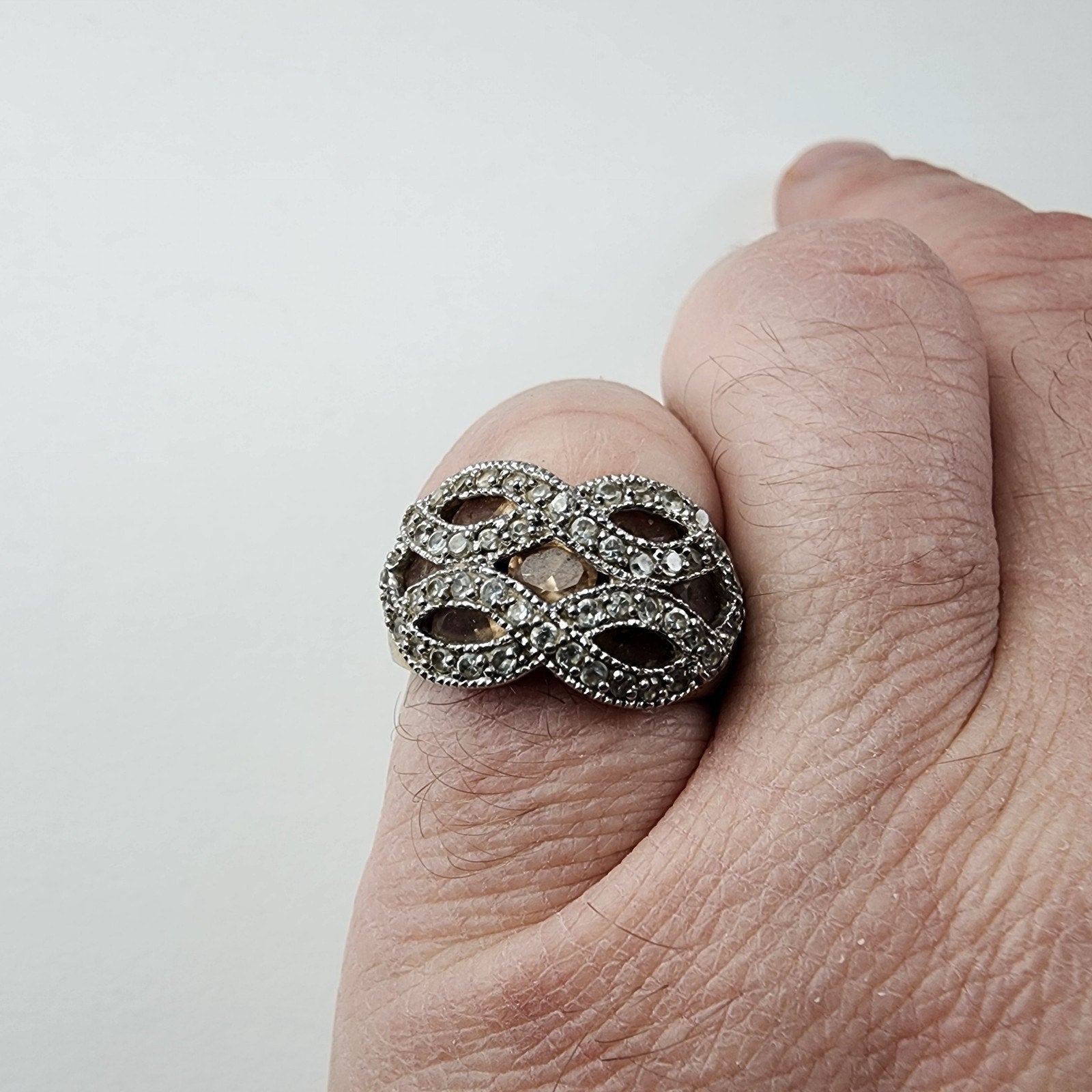 Crossover Band Statement Ring Size 8 1/4 Sterling Silver 925 Vintage