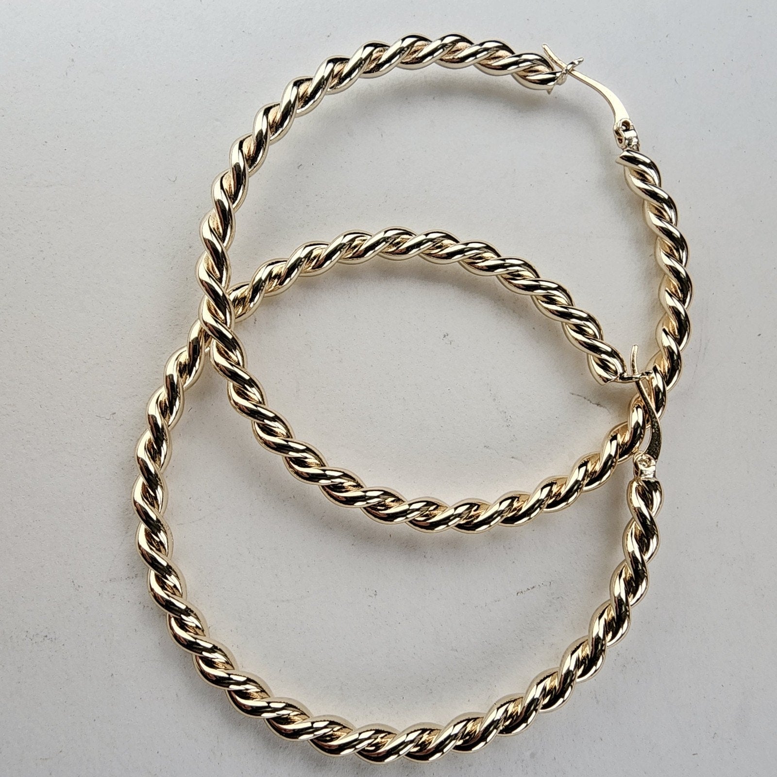 2" Twisted Hoop Earrings Sterling Silver 925 with Gold Finish