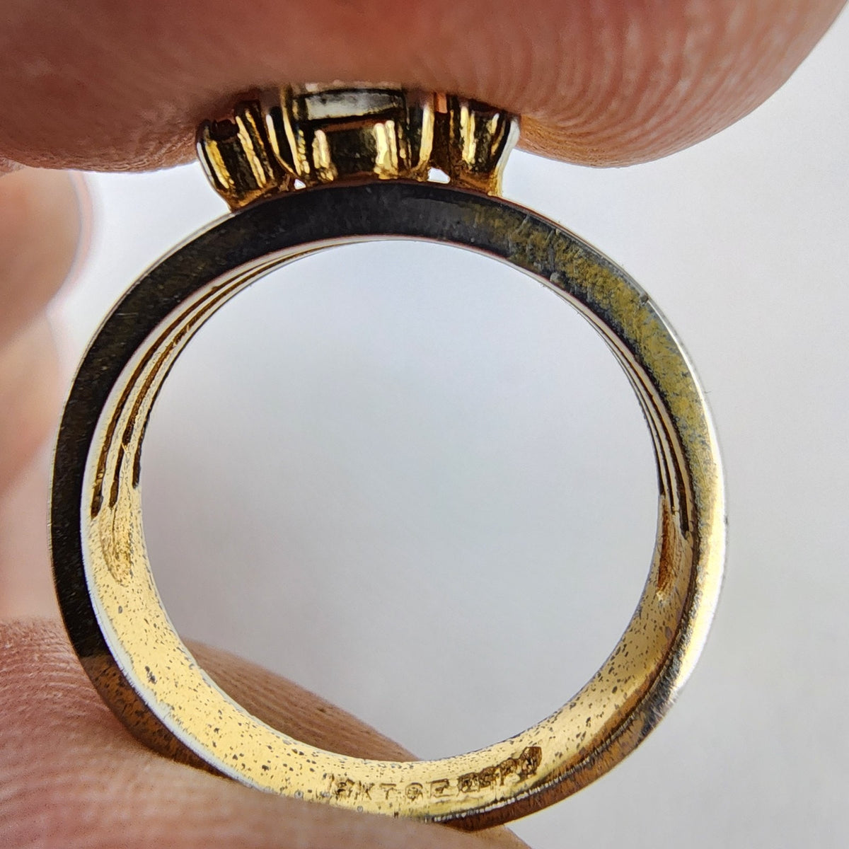 18K HGE Black Opal Ring Size 6 1/2 Heavy Gold Electroplate Vintage
