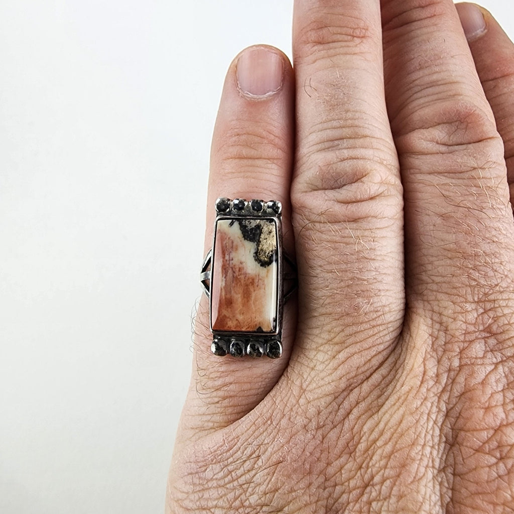 Petrified Wood Native Ring Size 7 1/2 Sterling Silver 925 Vintage Navajo