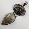 Rutilated Quartz & Rhodochrosite Sterling Silver 925 Vintage Articulated Pendant