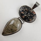 Rutilated Quartz & Rhodochrosite Sterling Silver 925 Vintage Articulated Pendant