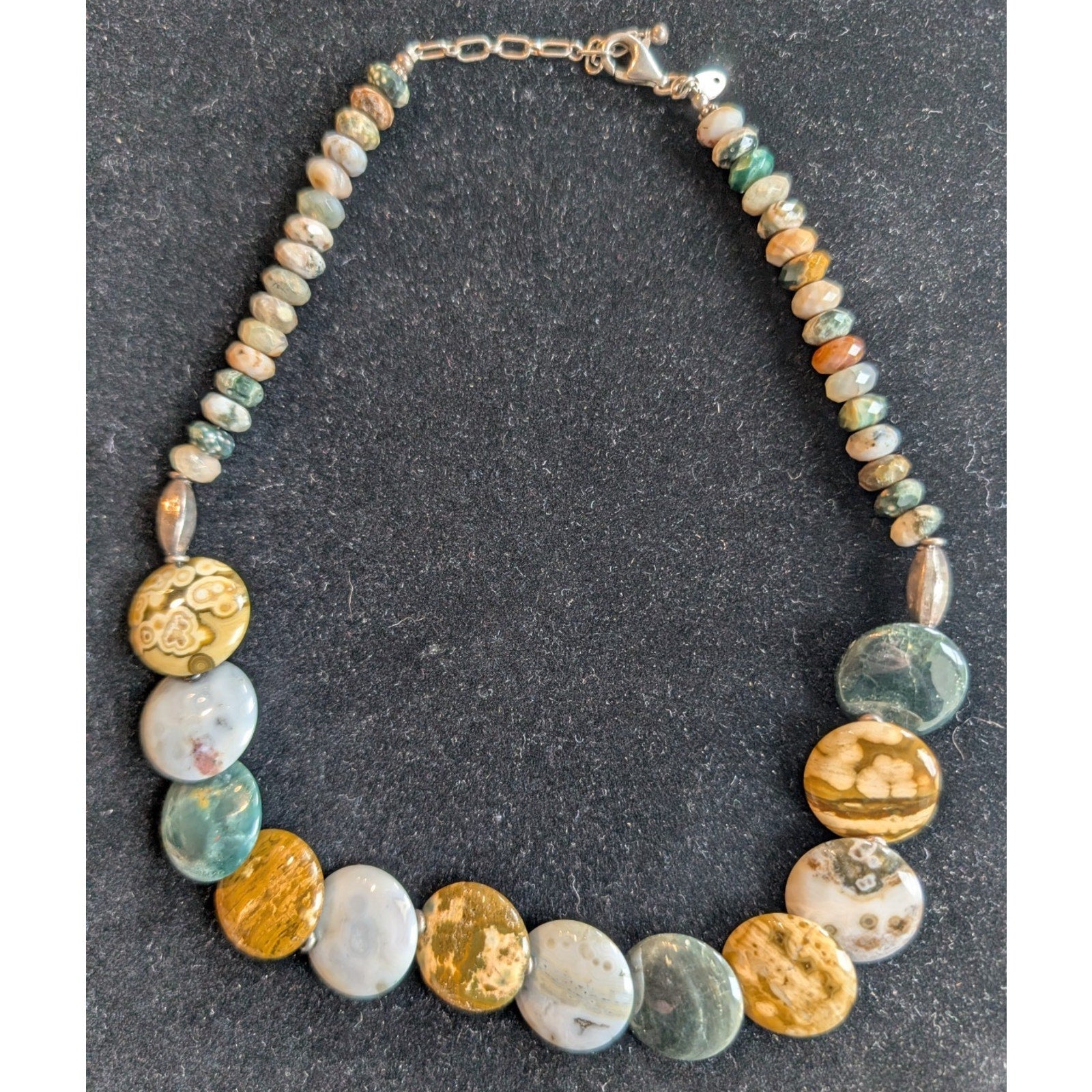 Vintage Agate Sterling Silver 925 Adjustable 17" to 19" Necklace
