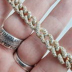 8 1/2" Cuban Crossover 8mm Bracelet in Gold Over Sterling Silver 925 Iced Out 29g
