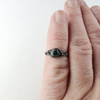 Green Sparkle Enamel Ring Size 5 1/4 Sterling Silver 925 Vintage