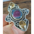 New RUBY ZOISITE & CITRINE Sterling Silver 925 Ring Size 8